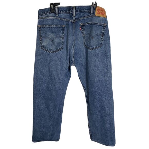Levi's 505 Jeans Size 40 x 27 Regular Fit Straight Leg Medium Wash Denim Blue - Picture 2 of 11